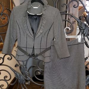 WHBM blazer and skirt size 2 black and white polka dot
